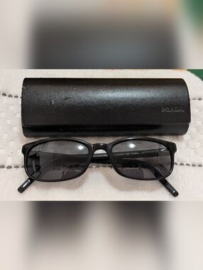 Hugo Boss black rectangular sunglasses with Prada Case